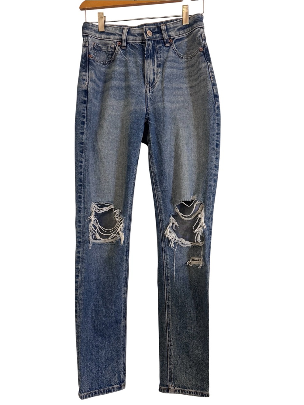 American Eagle Outfitters Skinny Distressed Blue Jeans 0